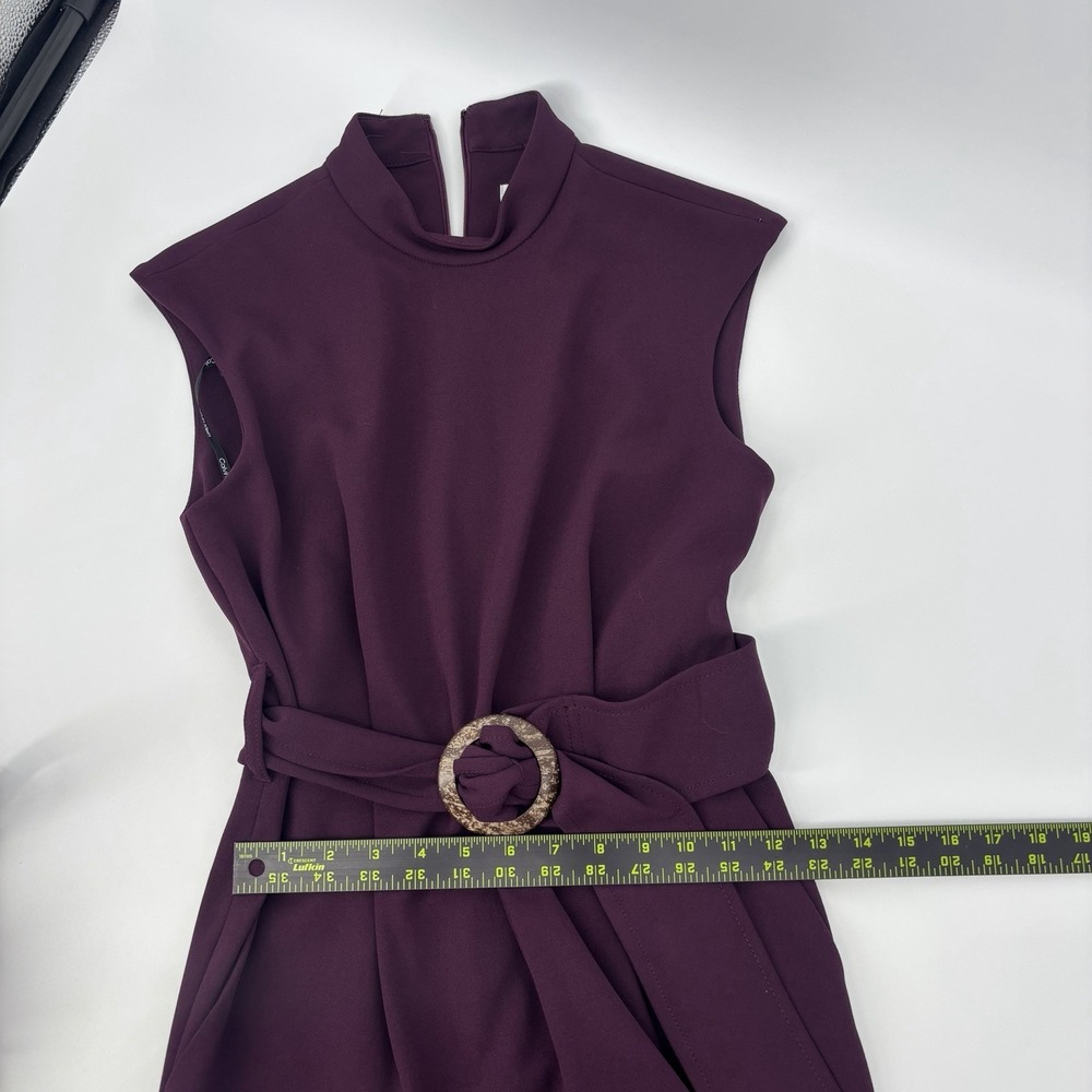 Calvin Klein Womens Sleeveless Cropped Wide Leg Jumpsuit Maroon Womens Size 4 - Picture 6 of 10
